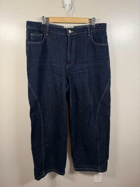 Damson Madder Dion Barrel Leg Jeans Size 18 Dark Wash Carpenter Cargo Denim